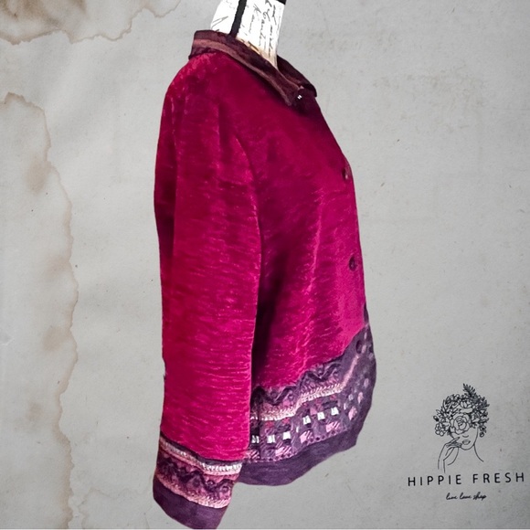 Coldwater Creek Burgundy Chenille Walking Jacket Size XL - Picture 4 of 9